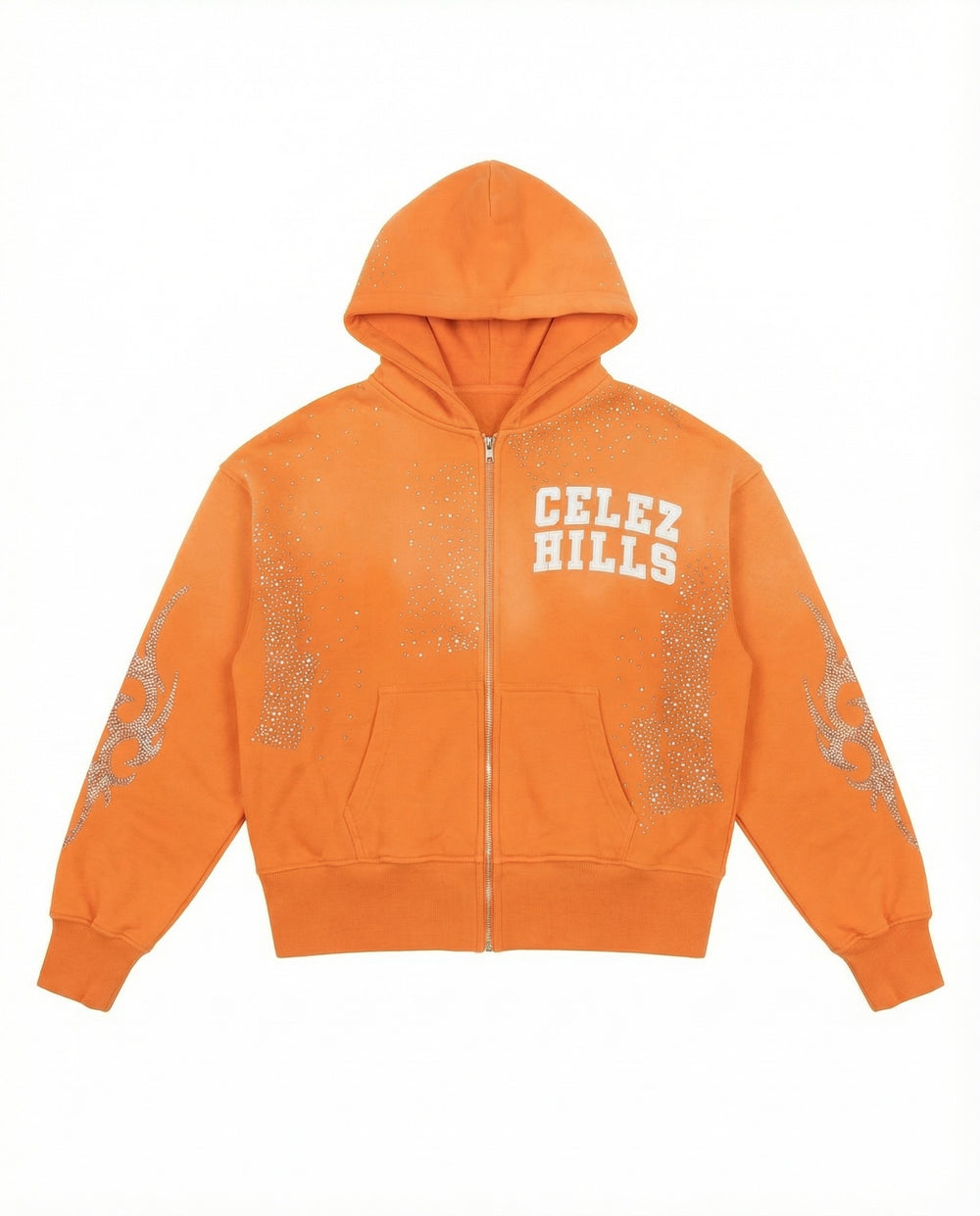 UNIVERSO ORANGE LEATHER LOGO HOODIE