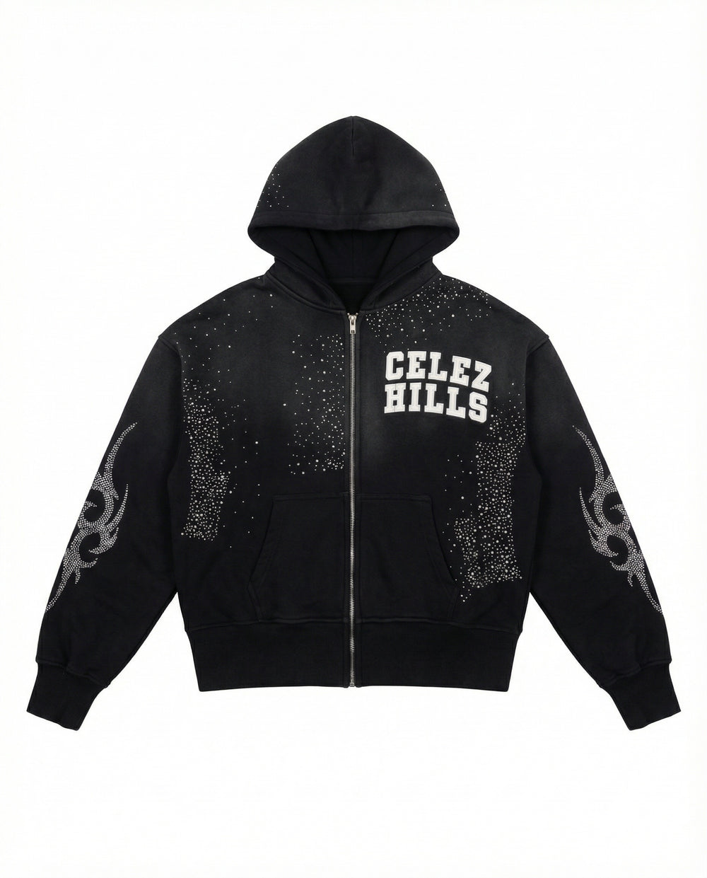 UNIVERSO BLACK LEATHER LOGO HOODIE