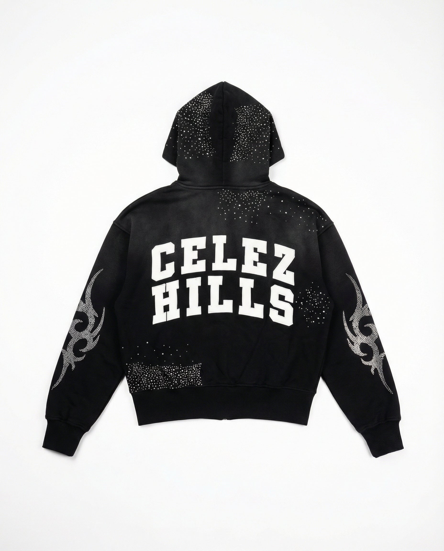 UNIVERSO BLACK LEATHER LOGO HOODIE