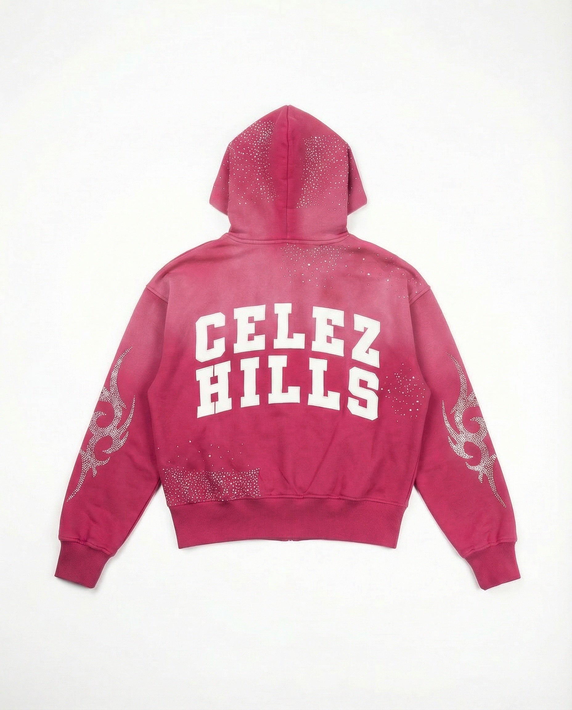 UNIVERSO PINK LEATHER LOGO HOODIE