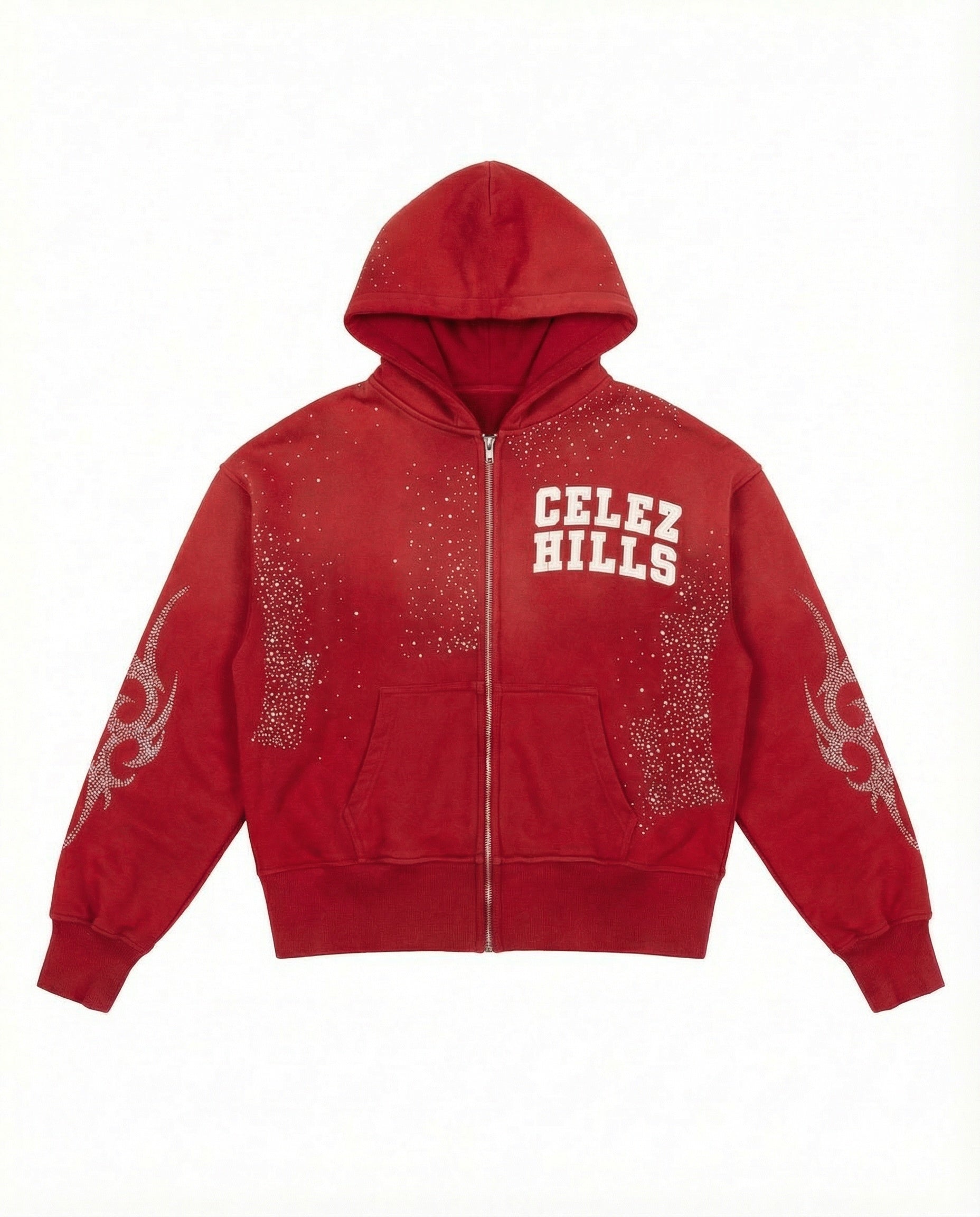 UNIVERSO RED LEATHER LOGO HOODIE