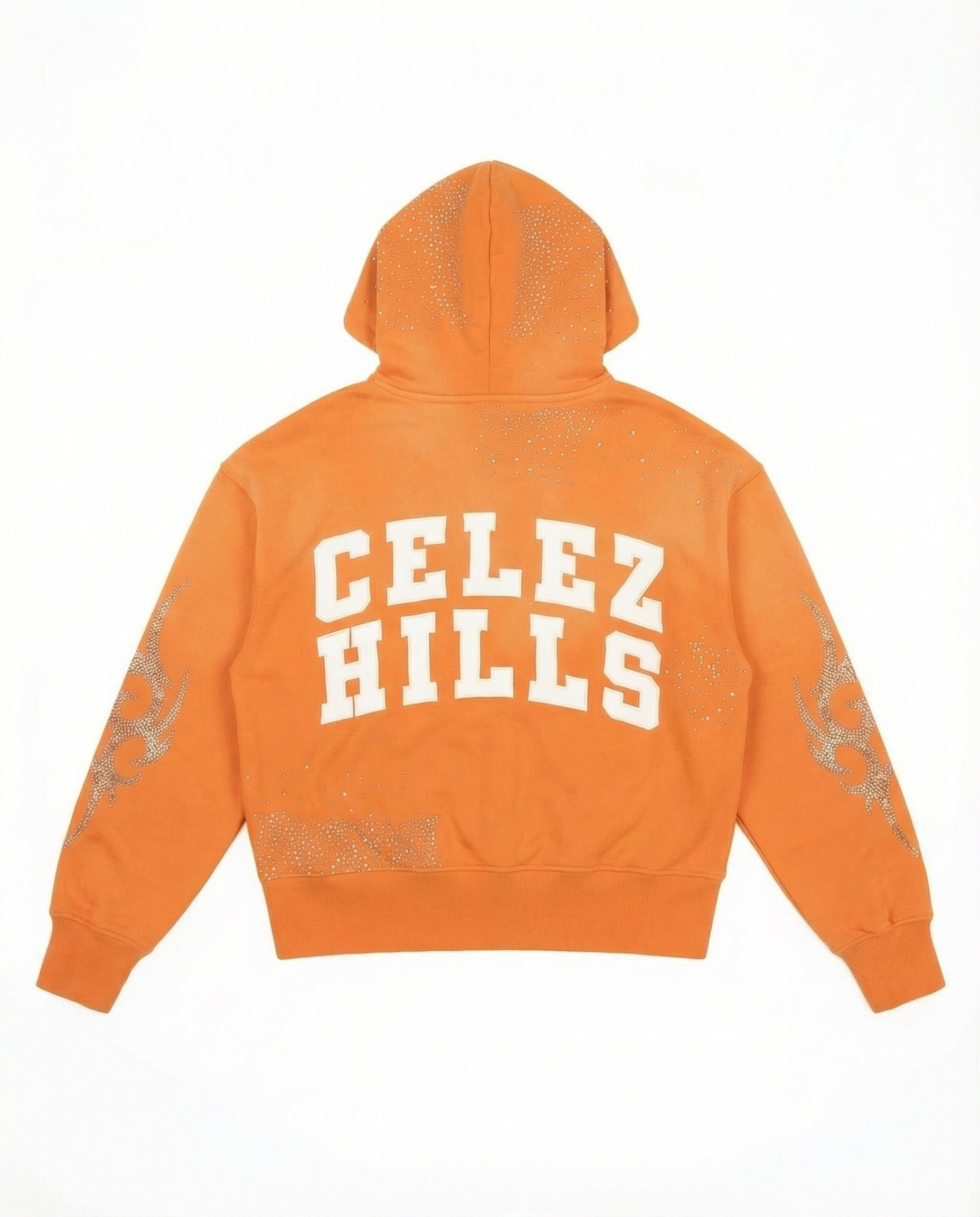 UNIVERSO ORANGE LEATHER LOGO HOODIE
